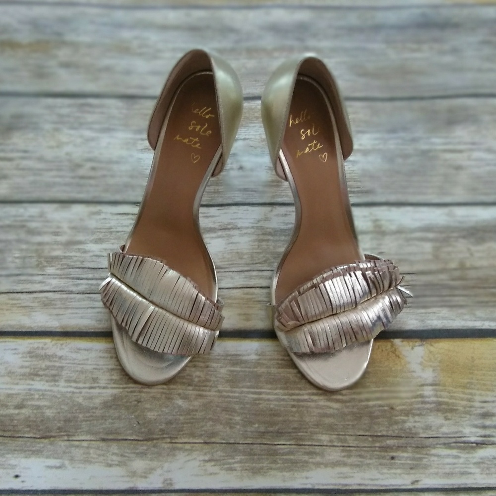 Banana Republic Fringe Metallic Gold Heels